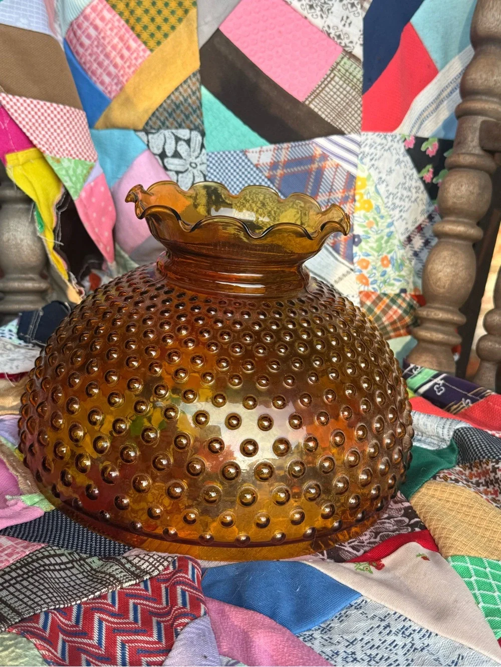 Fenton Amber Hobnail Glass Lantern Shade